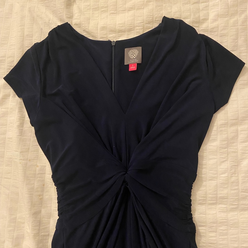 Vince Camaro twist front navy jumpsuit dress